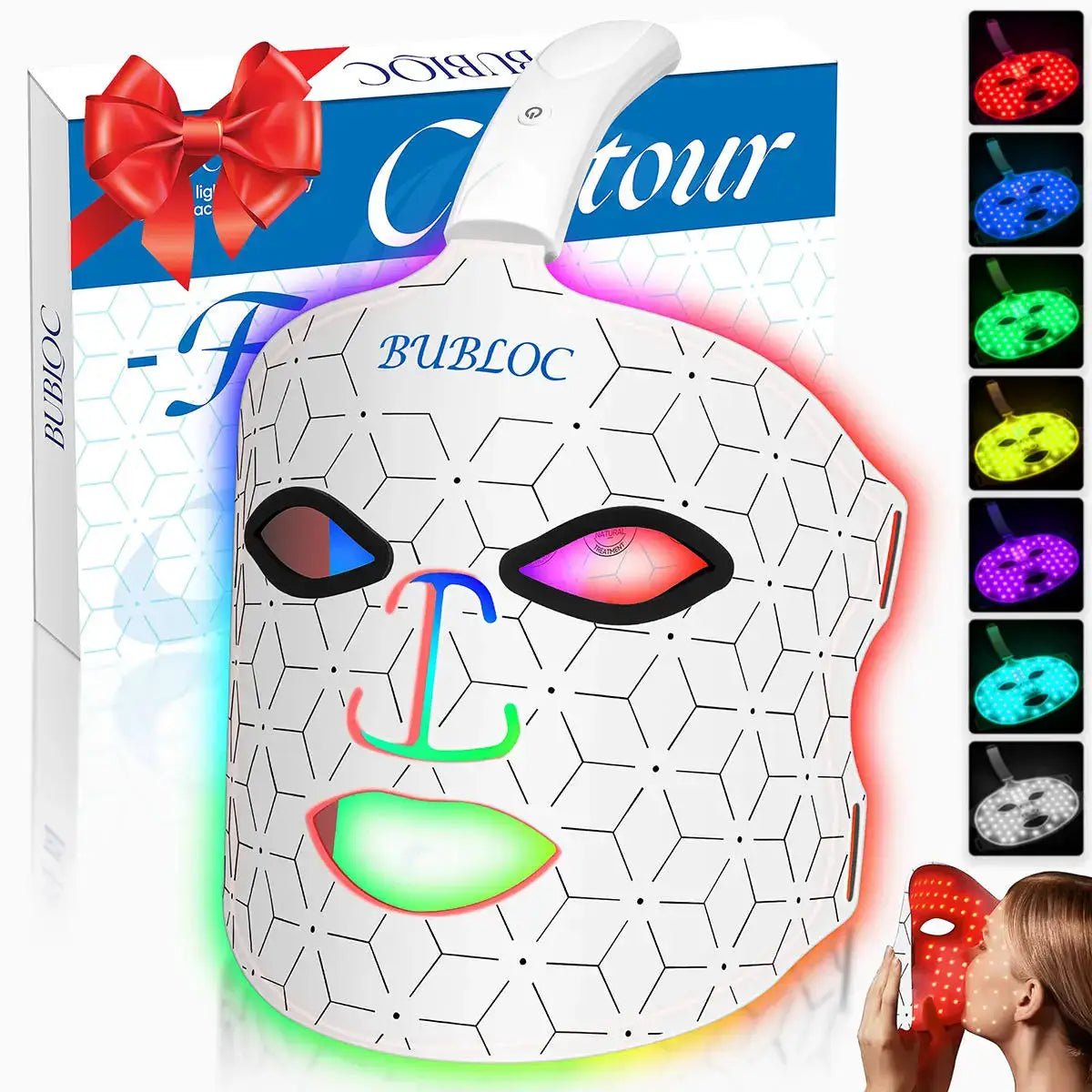 LED Face Mask 7 Colors Red Light Therapy Device for Anti Aging Acne Pore Oil Control Skin Tighten Whiten Red Light Mask from PriceLows™