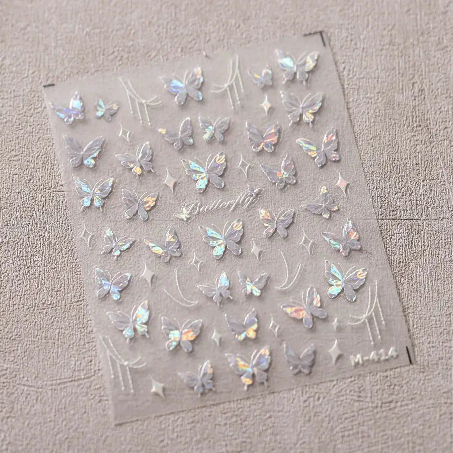 1Pcs 5D Embossed Aurora Butterfly Nail Art Stickers Self Adhesive Decals For Nails Decoration DIY 3D Acrylic Nail Supplies Parts from PriceLows™