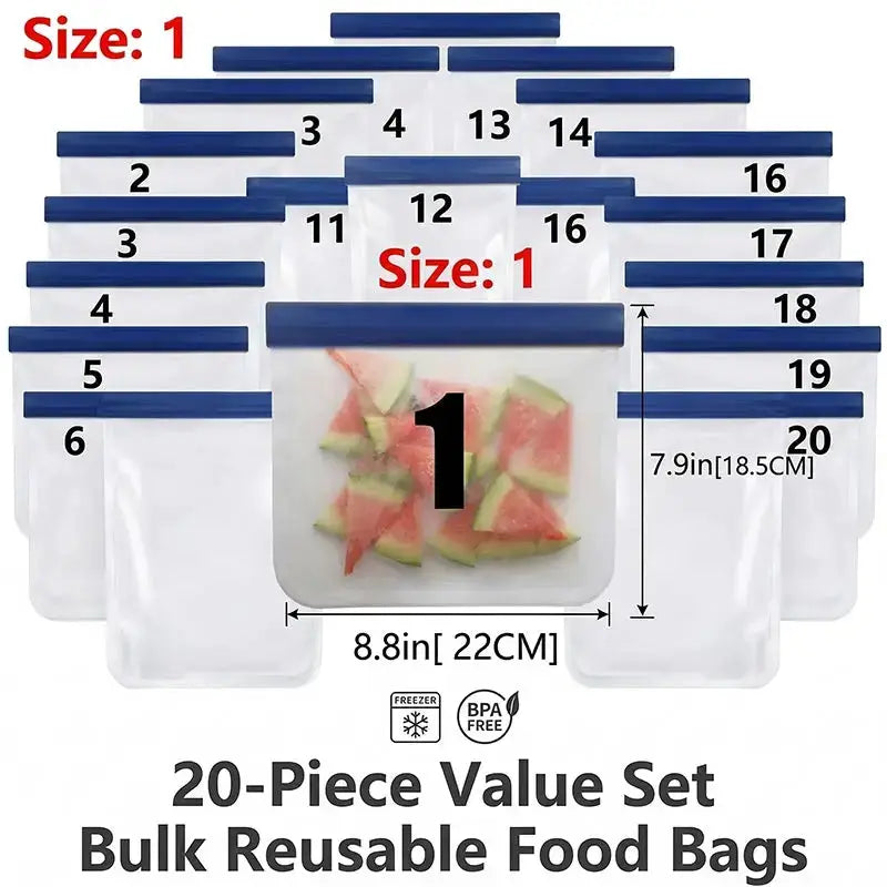 Silicone Food Storage Bag | Leakproof | Freezer Safe | Blue