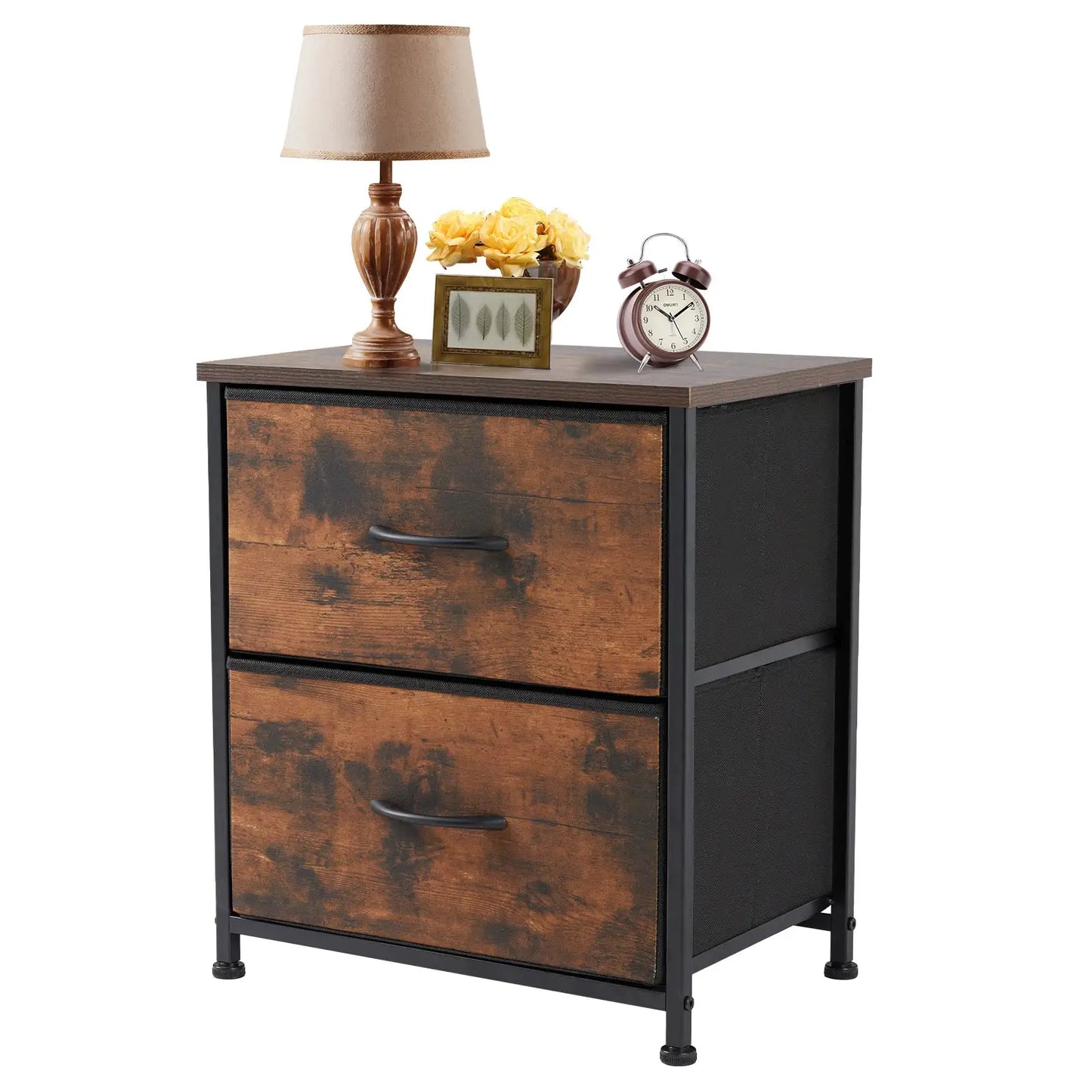 JHK Nightstand Bedside Coffee Sofa Tea Table Storage Closet Chest Clothes Display For Bedroom 2 Fabric Drawers Cabinet Furniture from PriceLows™
