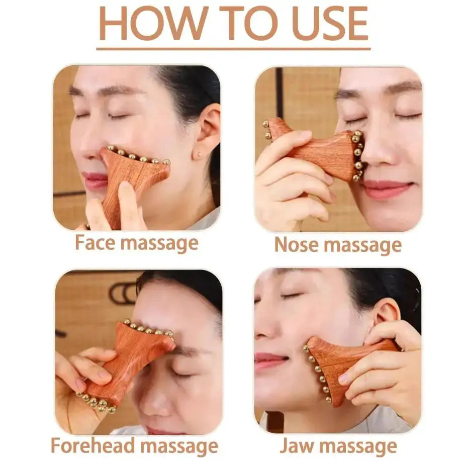 Copper Wood Face Massager | Lymphatic Detox Tool | Jawline And Eye Firming