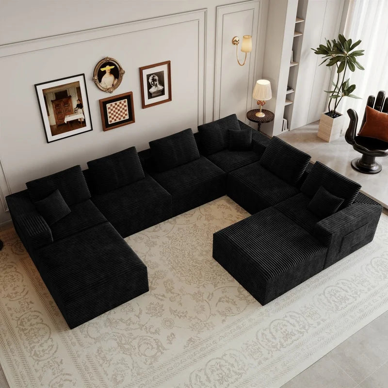 Modular Sectional Sofa | 8-Piece Set | Corduroy Fabric | No Assembly Needed