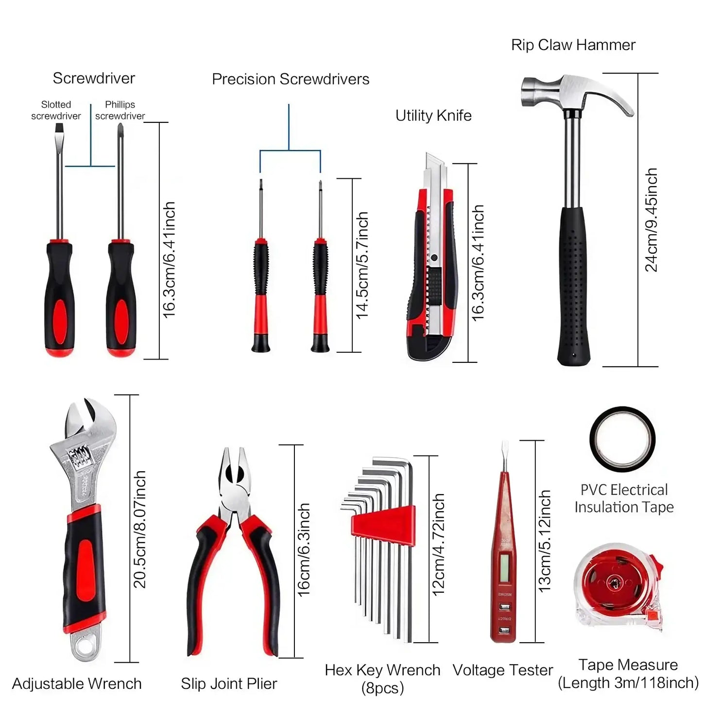 19pcs 43pcs 108pcs DIY Hand Tool Kit Set with Saw Screwdriver Hammer Tape Wrench Pliers for Home Improvement and Repair from PriceLows™