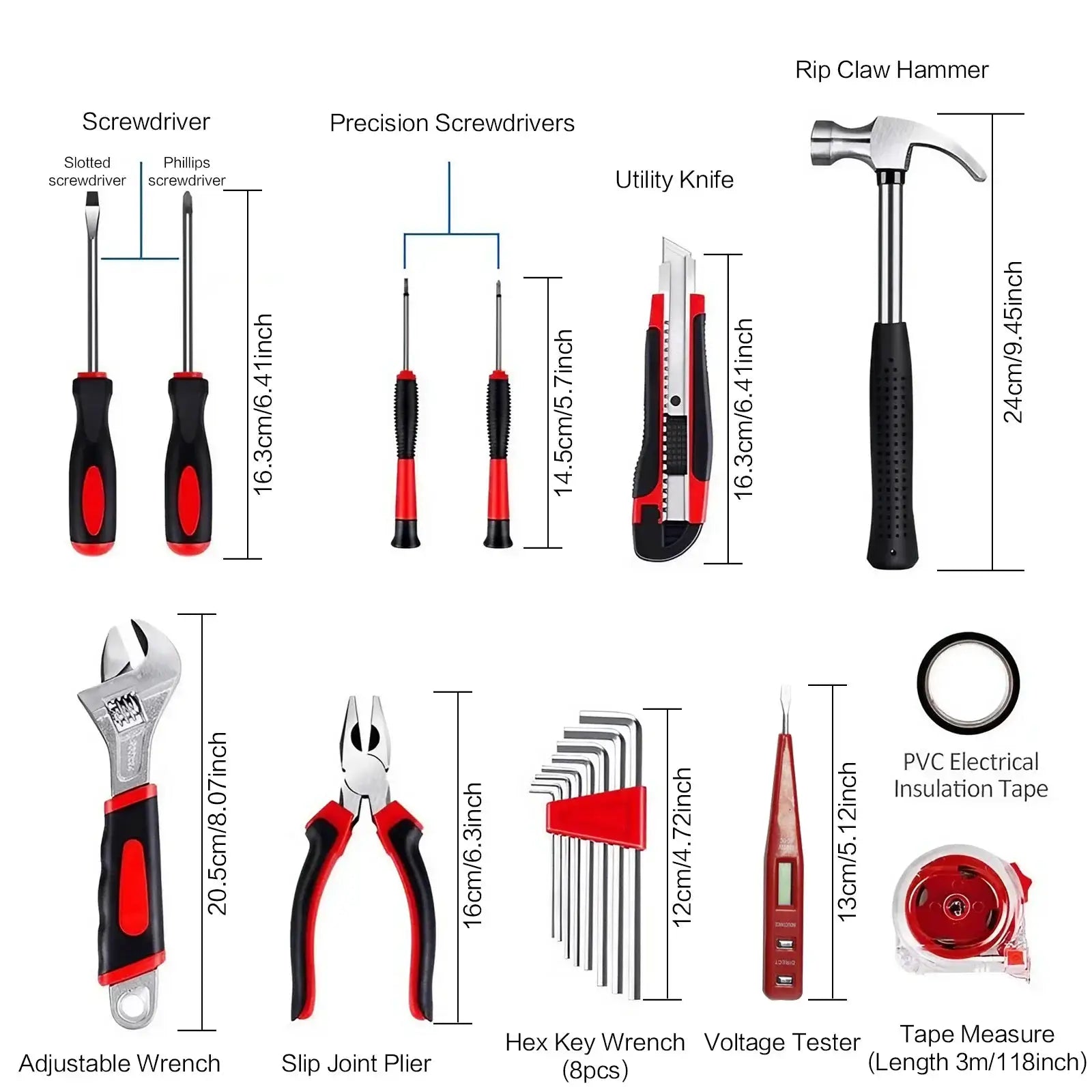 19pcs 43pcs 108pcs DIY Hand Tool Kit Set with Saw Screwdriver Hammer Tape Wrench Pliers for Home Improvement and Repair from PriceLows™