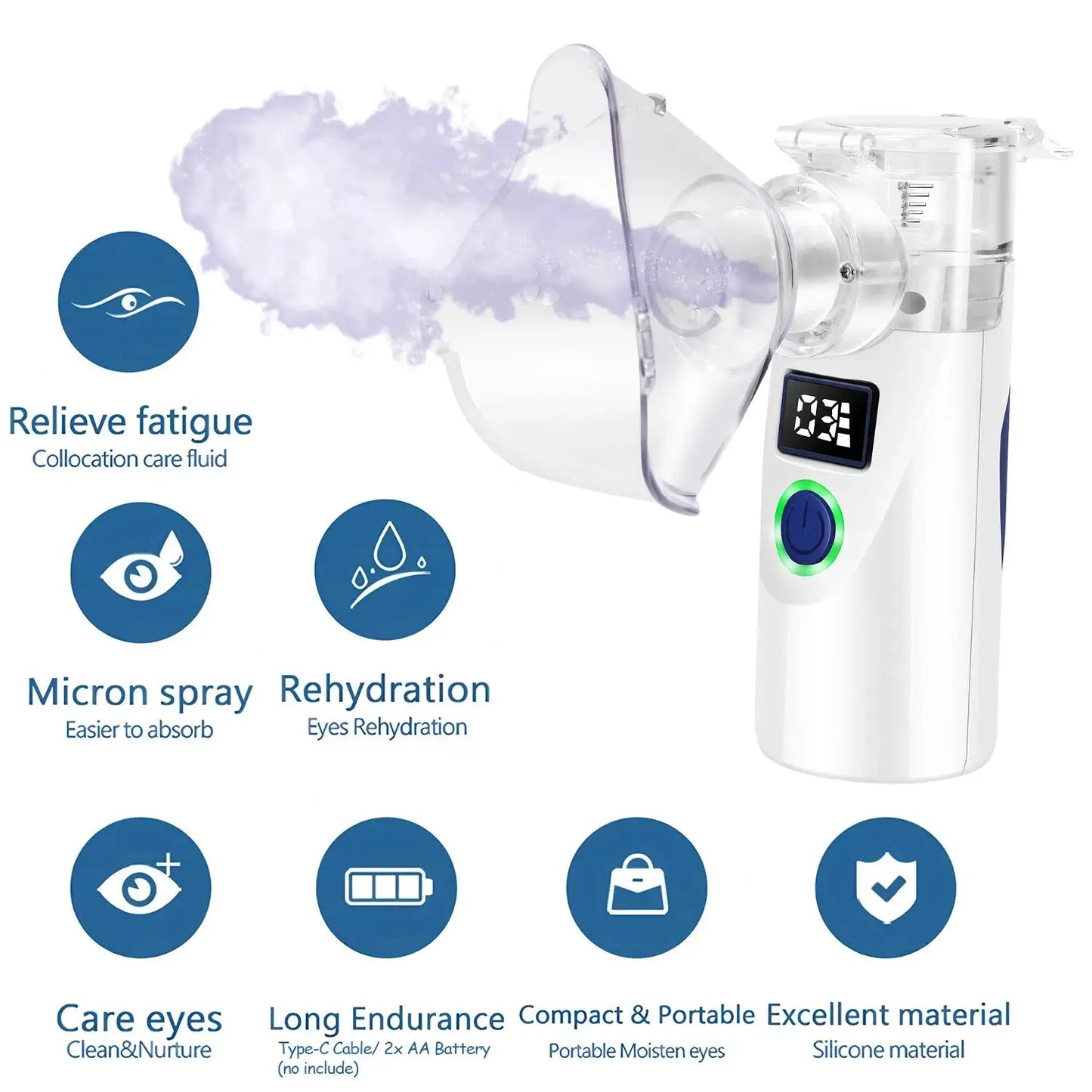 Mini Portable Facial Steamer | Nano Cold Spray | Dry Battery Power