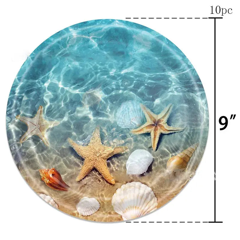 Wave Ripples Disposable Tableware | Sea Beach Theme | Paper Plates Cups
