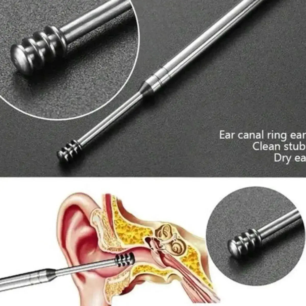 6 Counts Set Stainless Steel Spiral Ear Massage Cleaning Tool,Stainless Steel Earwax Removal Tool kit,Mini Portable Ear from PriceLows™