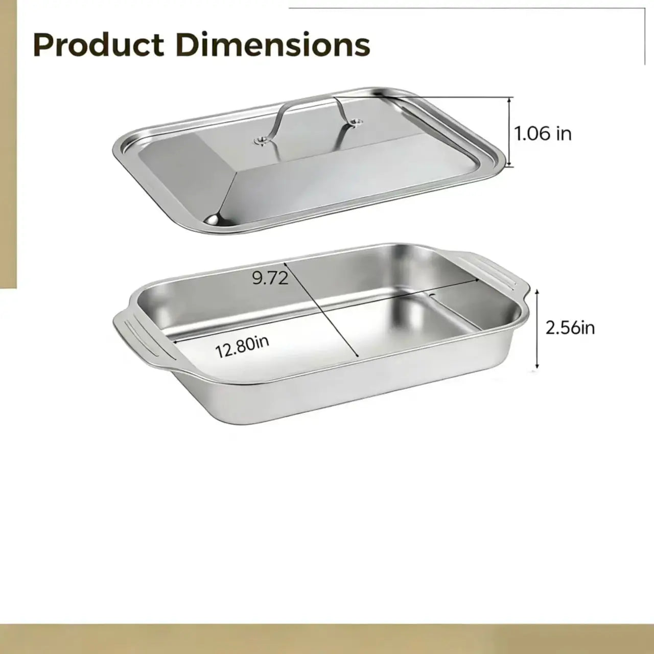 Stainless Steel Baking Pan | With Lid And Handles | Deep Roaster | Family Meals