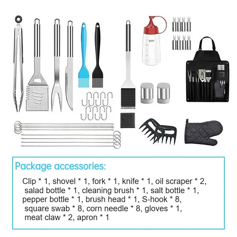 BBQ Tool Set | 39-Piece Stainless Steel | Apron And Case Included | Outdoor Use