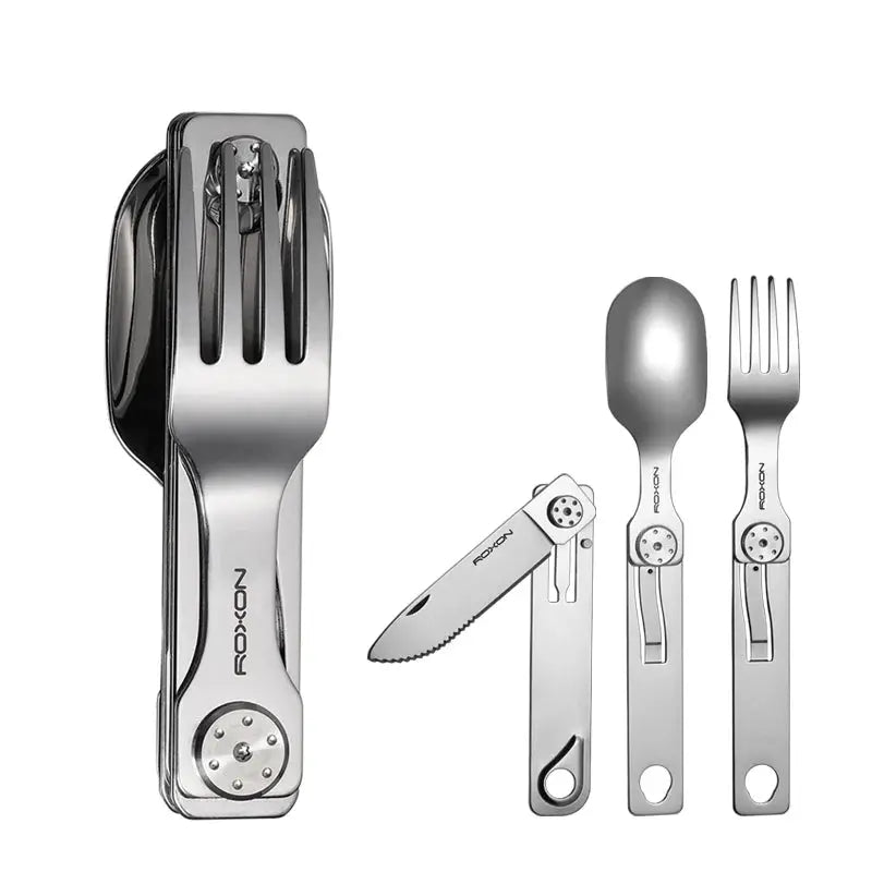ROXON 3 IN 1 Camping Cutlery Set Knife Fork Spoon Stainless Steel Portable and Detachable from PriceLows™