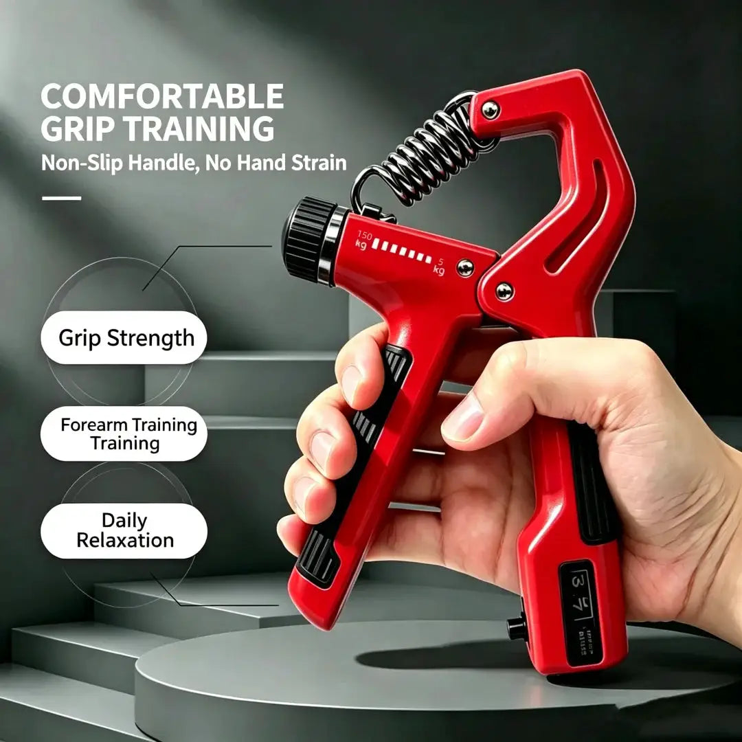 Adjustable Grip Strengthener | 11 To 330 Lbs Resistance | Non Slip Handle