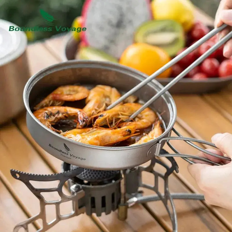 Titanium Pot Pan Set | Pot 1000ml | Foldable Handles | Pot 14cm, Pan 14.4cm