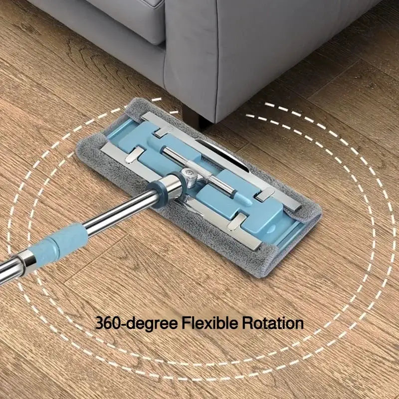 Lazymen Steel Clamp Flat Mop No Hand Wash Needed Floor Cleaning Tool Home Use Stainless Steel Pole Fine Fiber Cloth Dust Pusher from PriceLows™