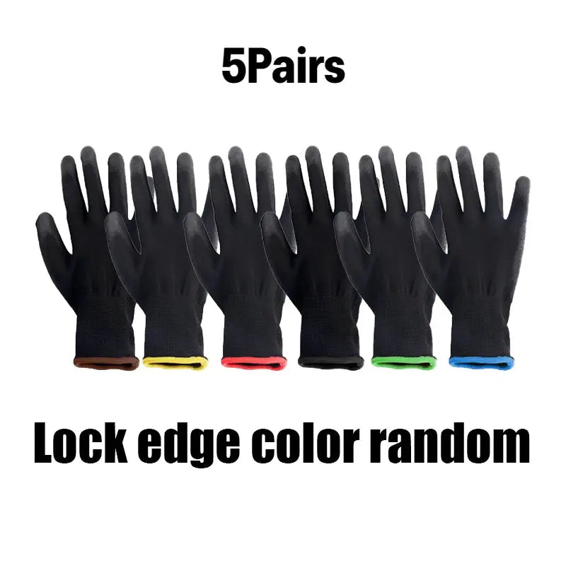 Black Nylon PU Coated Gloves Breathable Non Slip for Factory Machinery Gardening Woodworking Outdoor Safety Work Gloves from PriceLows™