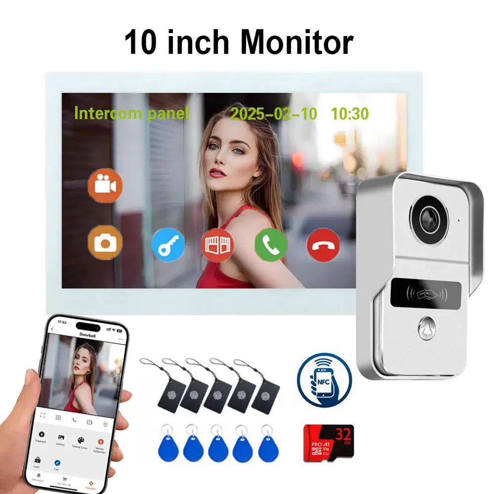 Smart Video Doorbell | 10 Inch Lcd | 1080P Hd | 5G Wifi