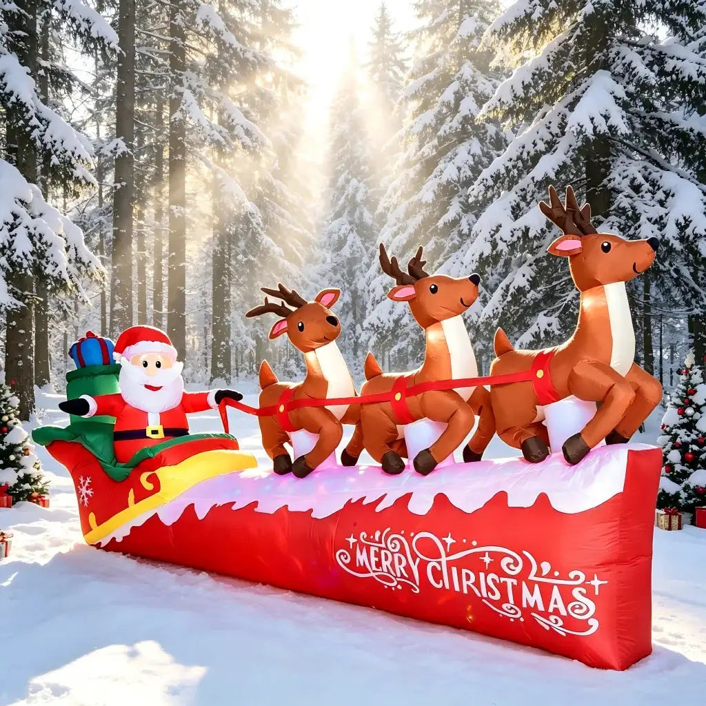 Christmas Inflatable | 10 Foot Santa | Integrated LED Lights | Outdoor Decor