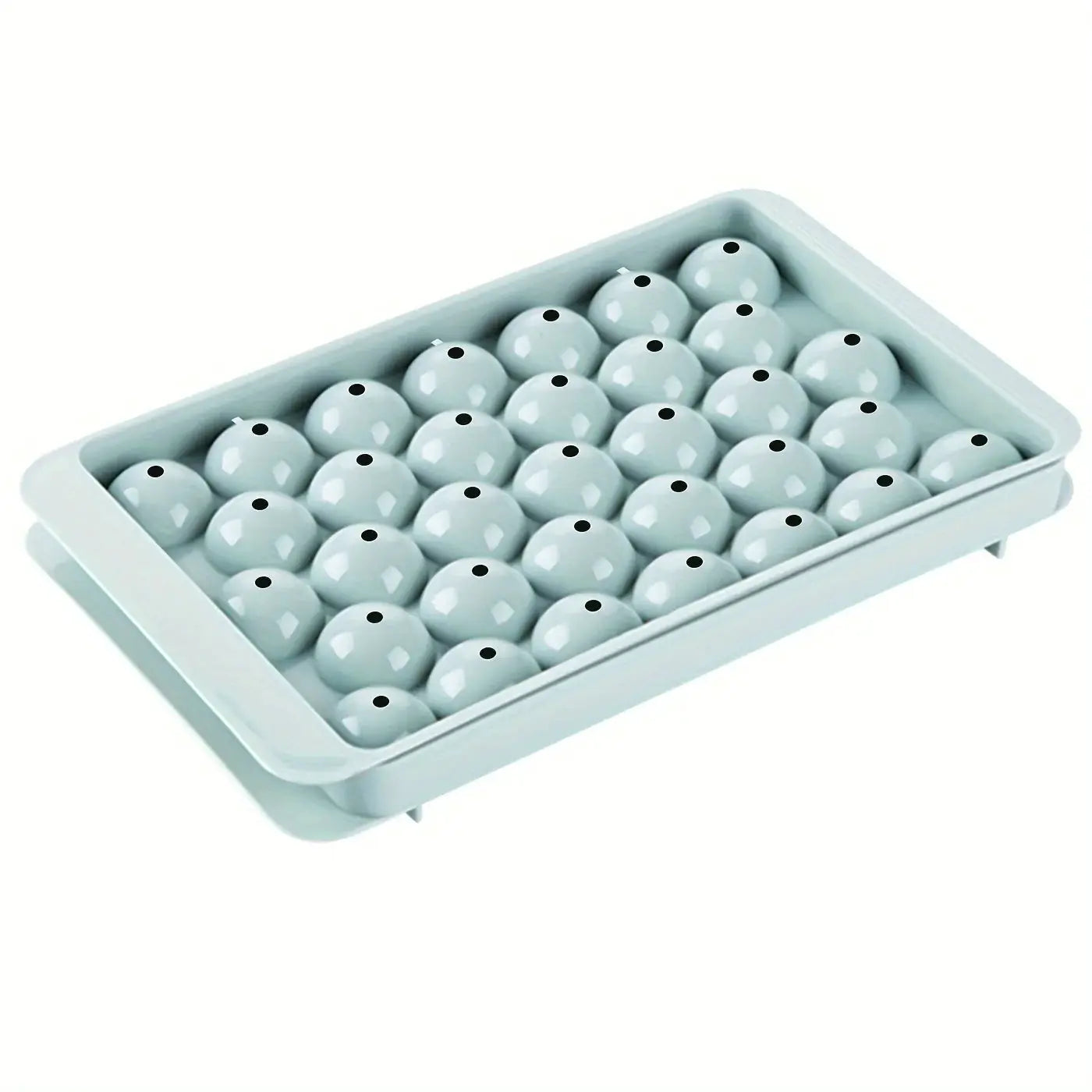 1 Unit Blue Lidded Round Ice Mold, Freezer Ice Ball Former, Freezer Kitchen Gadget Tray For Frozen Beverages from PriceLows™