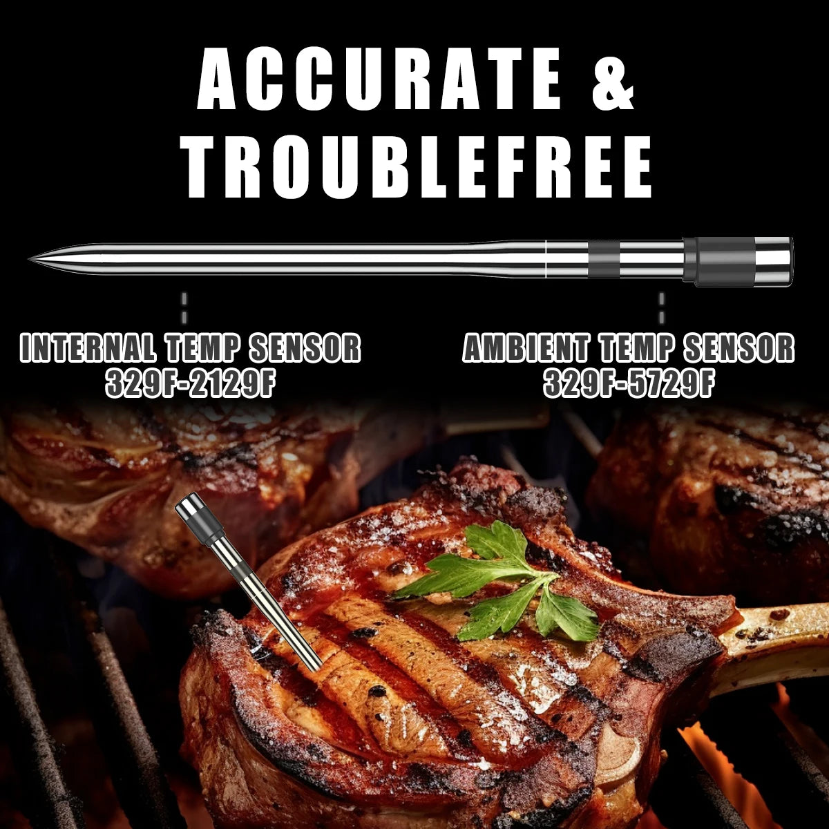 Bluetooth BBQ Thermometer | Wireless Meat Probe | Temperature Alarm | All Grills