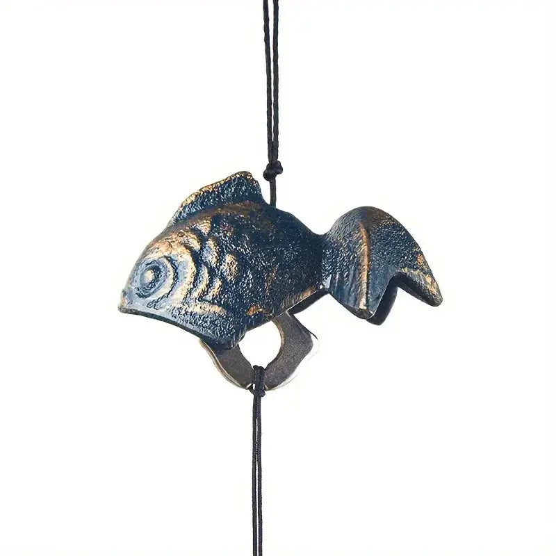 Cast Iron Japanese Koi Fish Wind Chime Small Outdoor Feng Shui Temple Bell Garden Lawn Patio Decor Battery-Free No Power Needed from PriceLows™