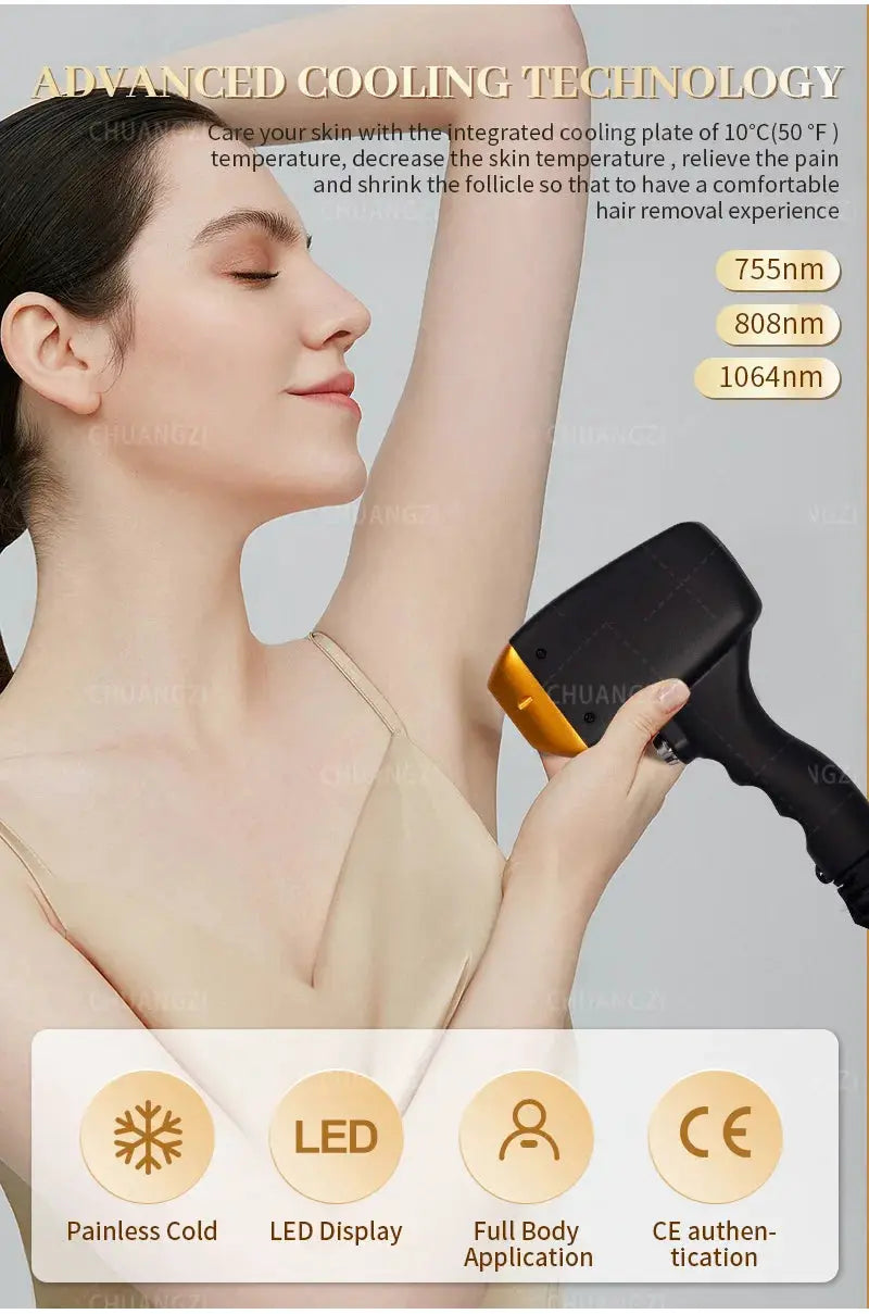 Professional 5000W Alexandrite Diode Epilator | Permanent Hair Remover | Cooling System