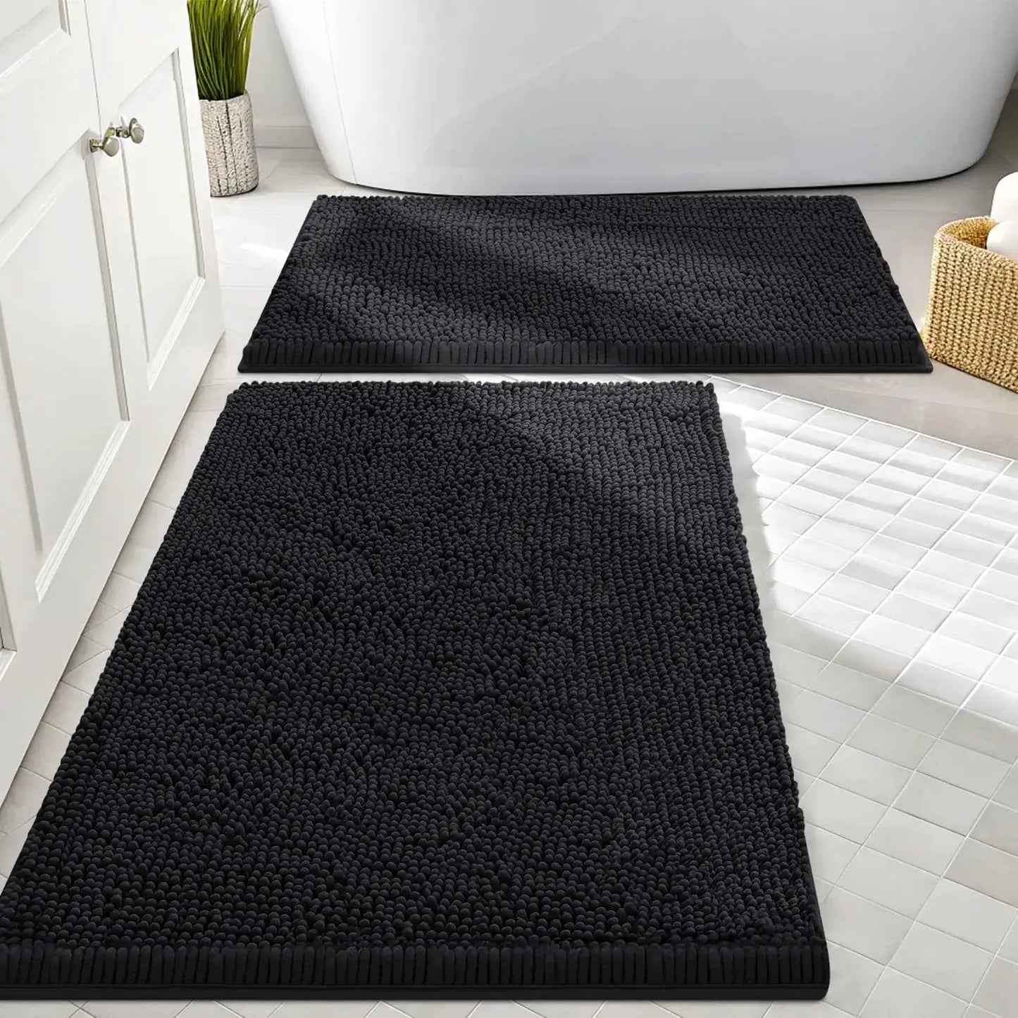 Bathroom Rugs Sets 2 Piece, Soft Absorbent Chenille Machine Washable Non Slip Shaggy Bath Rug Set for Tub, Shower, and F from PriceLows™