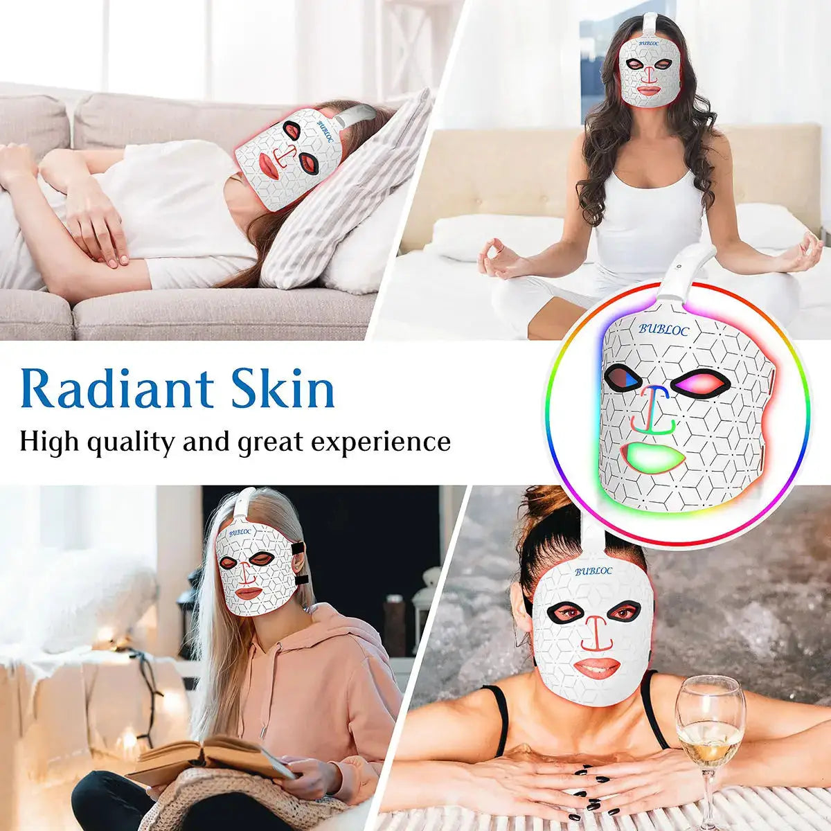 LED Face Mask 7 Colors Red Light Therapy Device for Anti Aging Acne Pore Oil Control Skin Tighten Whiten Red Light Mask from PriceLows™