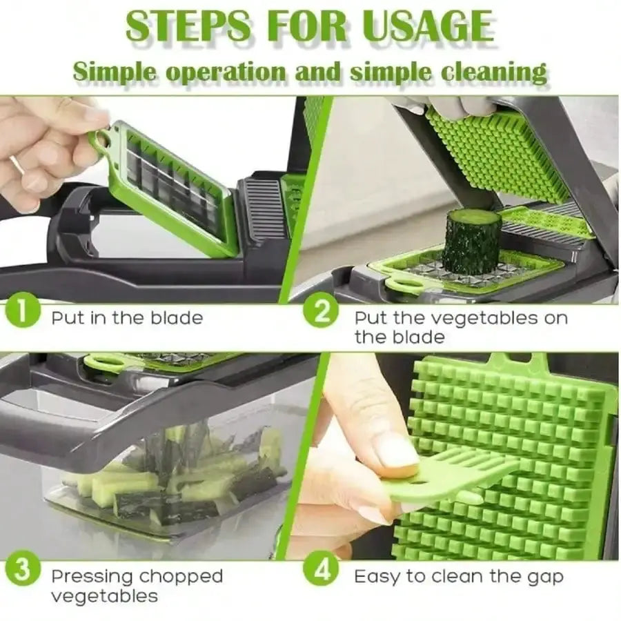 Vegetable Chopper | 16 In 1 With 8 Blades | Shredder Strainer Container