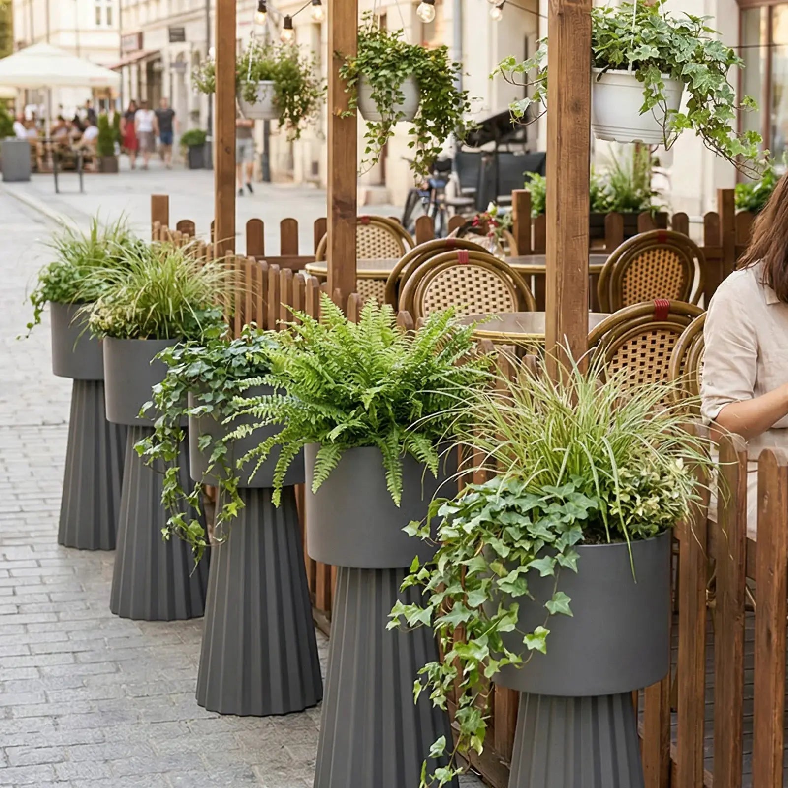 3pcs Metal Plant Pots with Stand Indoor Outdoor Tall Flower Pots 9.1in 10.6in 11.8in for Living Room Corner Kitchen Office Garde from PriceLows™