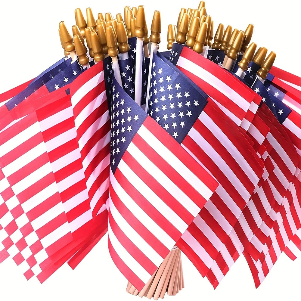 Mini American Flags | 4x6 Inches | 100 Pack | Labor Day Decor
