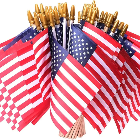Pack of 100 Mini American Flags - 4x6 Inches American Flag - Small Flags on Sticks - American Flags for Labor Day - American Flag for Classroom - Labor Day Decorations from PriceLows™