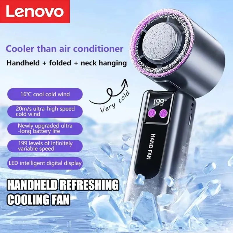 Lenovo Portable Fan | Usb Charging | Digital Display | Handheld