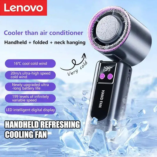 Lenovo 199-speed High-speed Cooling Fan Usb Charging Digital Display Large Wind Turbine Handheld Portable Fan Mini Cooling Fan from PriceLows™