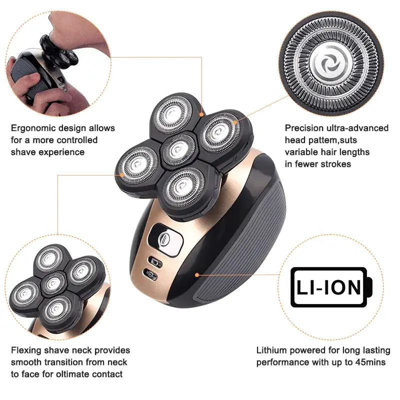 5-In-1 Rotary Electric Shaver | 4D Rotary | Rechargeable