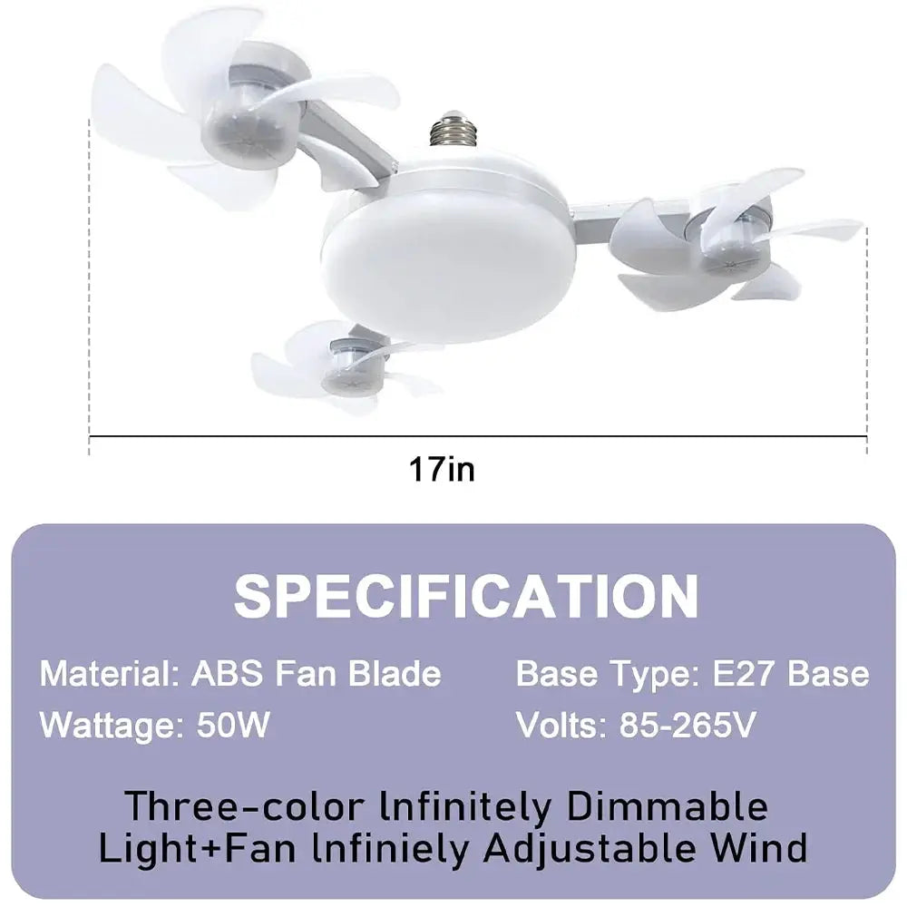 Ceiling Fan Light | Remote Control | Dimmable LED | 3 Speed