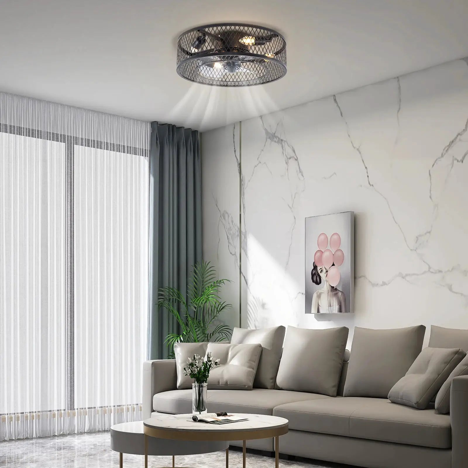 18 Inch Fan Pendant Light Black - Without Light Source E27 * 4 for Living Rooms, Restaurants, Bedrooms Foyers, Farmhouses, Bars from PriceLows™