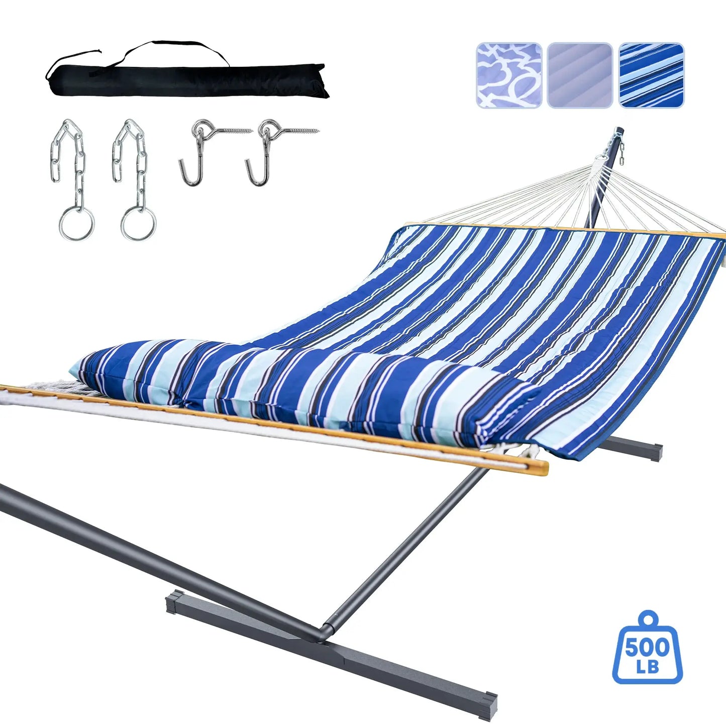 Heavy-Duty Outdoor Hammock with Steel Stand.Detachable for Versatile Use - Ideal for Courtyard, Garden Lawn, Patio Balcony, Lake from PriceLows™