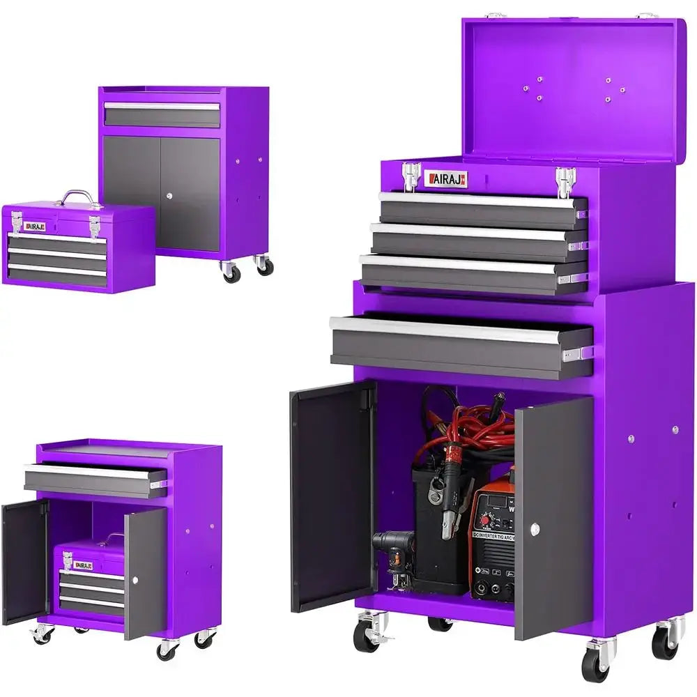 4 Drawers Rolling Tool Chest.Detachable Lockable Tool Cabinet with 4 Swivel Casters & Double Doors for Garage Workshop Warehouse from PriceLows™
