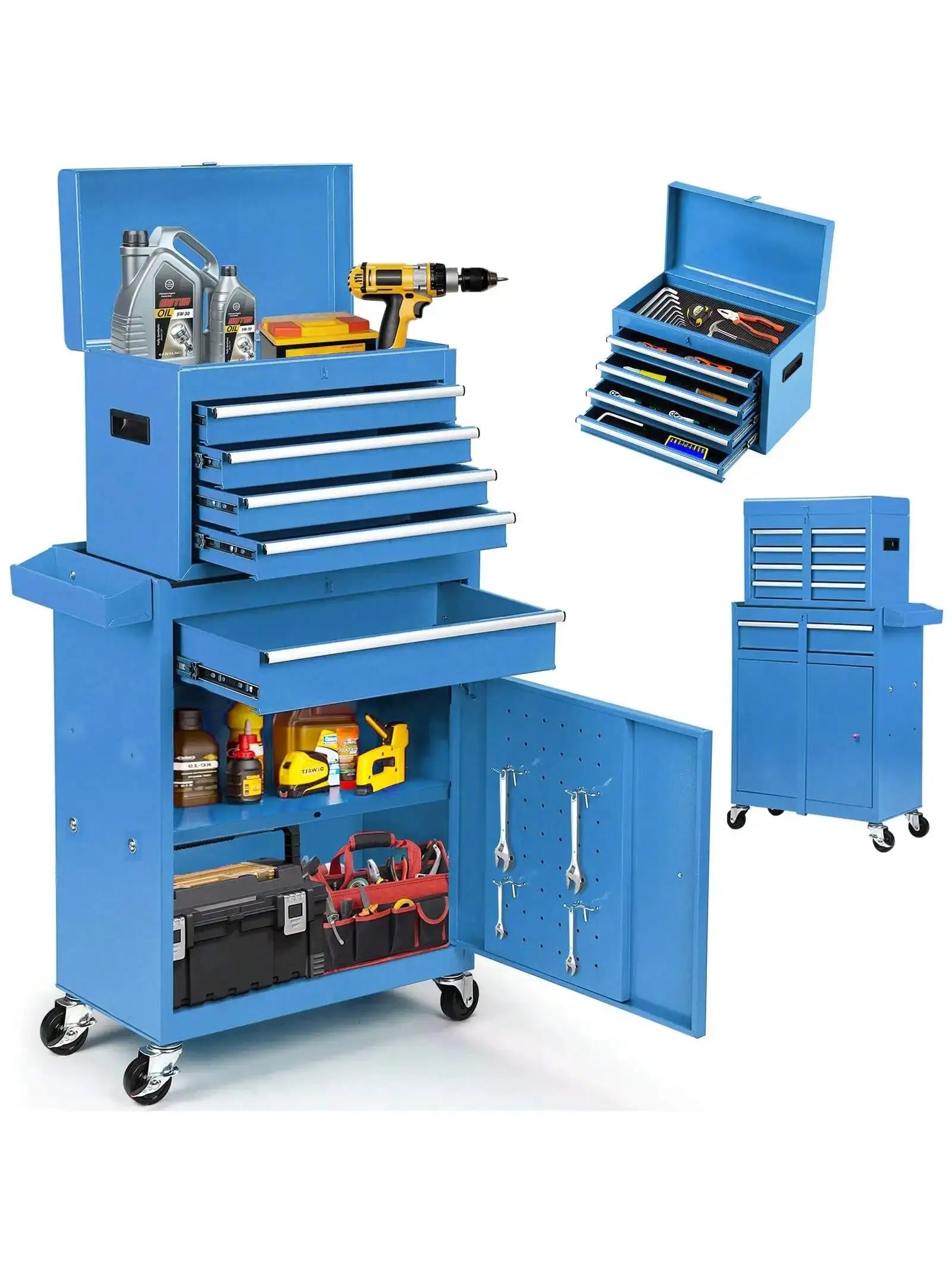 Rolling Tool Chest, 5-Drawer 2-In-1 Tool Cabinet With Lockable Wheels And Detachable Top Tool Box, Tool Cart For Warehouse, Workshop from PriceLows™