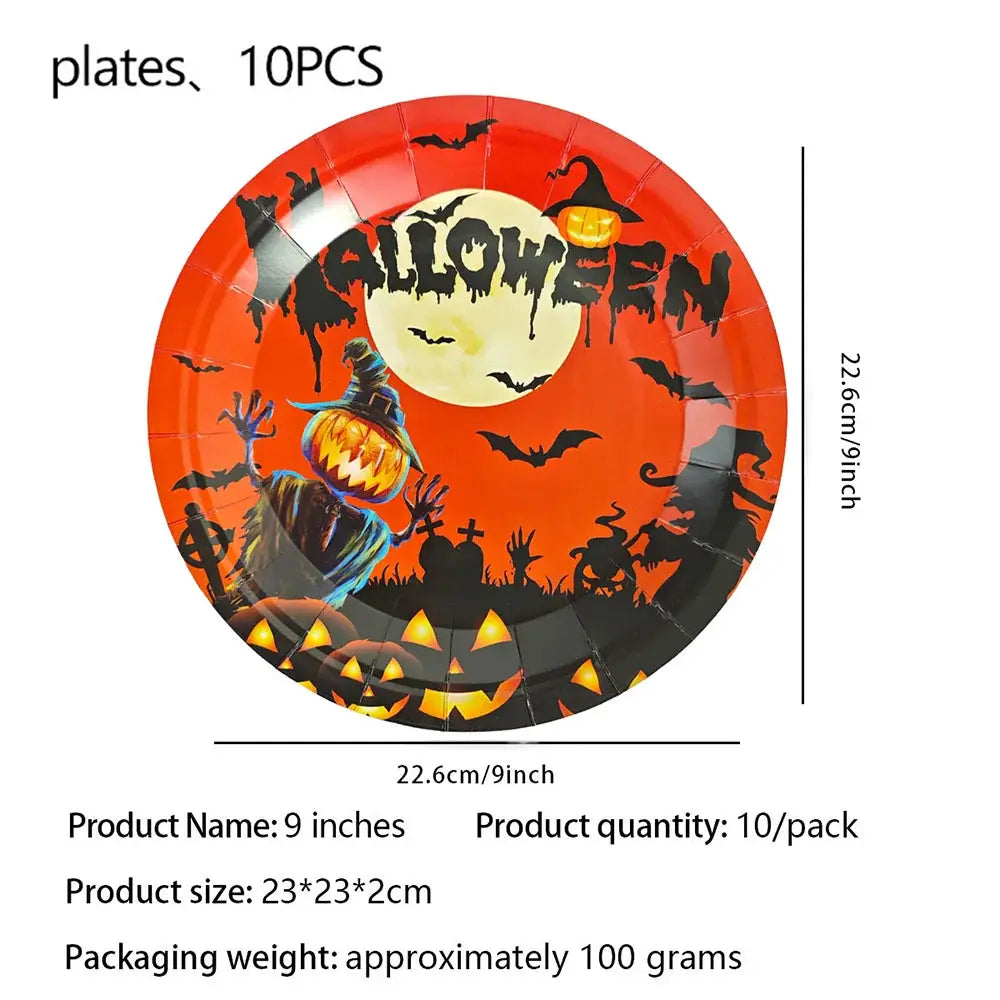 Halloween Party Supplies | Paper | Pumpkin Theme | Tableware Set