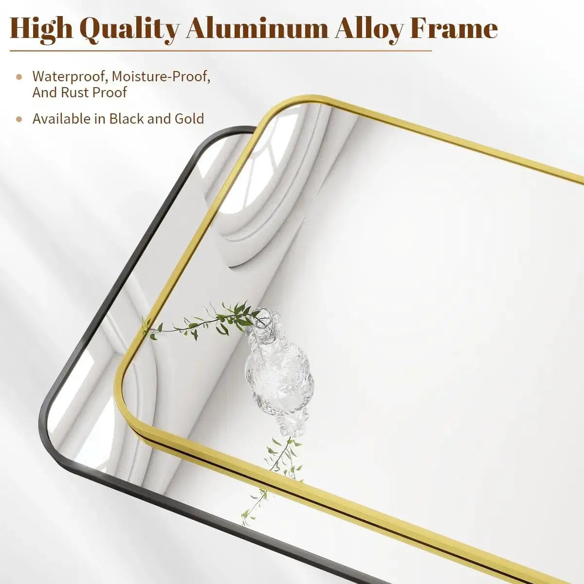 20" x 28" Rectangular Aluminum Alloy Frame Wall Mounted Bathroom Mirror with Rounded Corners from PriceLows™