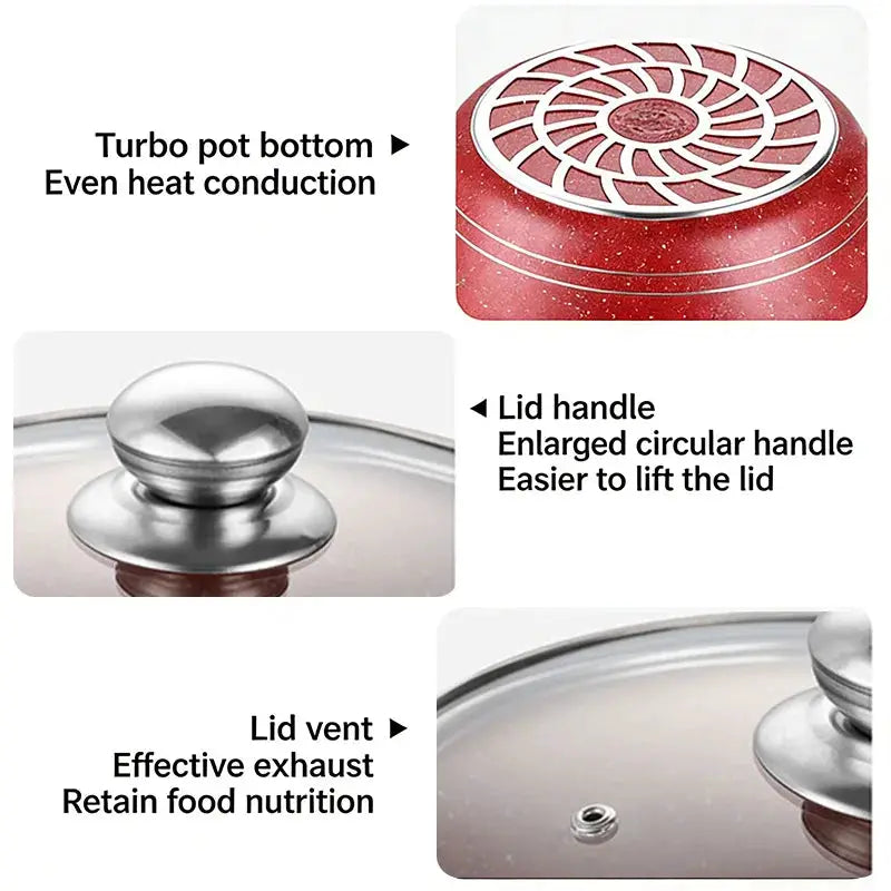 New 10pcs Aluminum Saucepan Set (5 Saucepans, 5 Glass Lids), Easy to Clean, Produces Less Oil and Smoke, Large Capacity, Deluxe Set, Multi-functional Non-stick Kitchen Cookware Set. from PriceLows™