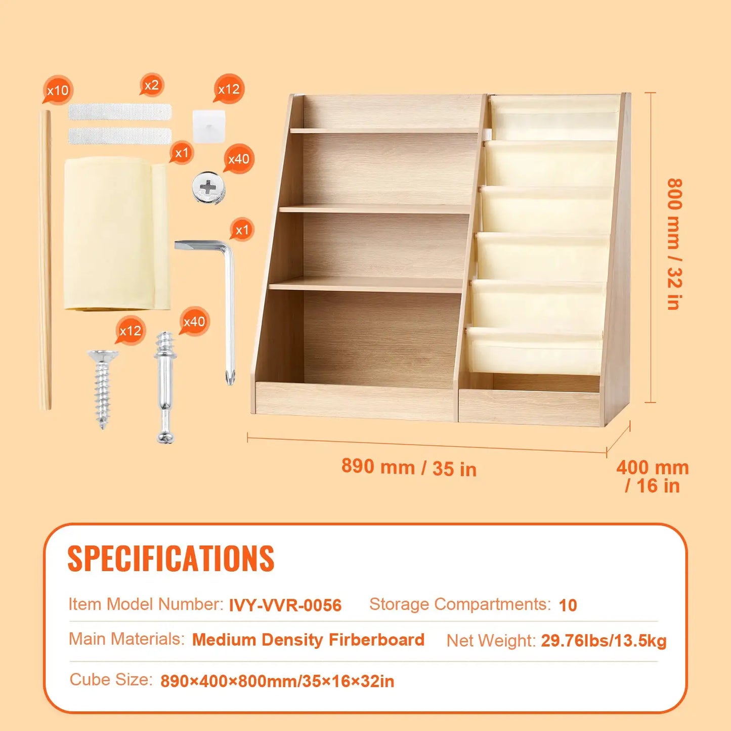 SucceBuy 4-Tier Kids Wooden Bookshelf 6-Layer Sling Bookcase Baby Storage Book Rack for Kids Room Playroom Kindergarten Nursery from PriceLows™