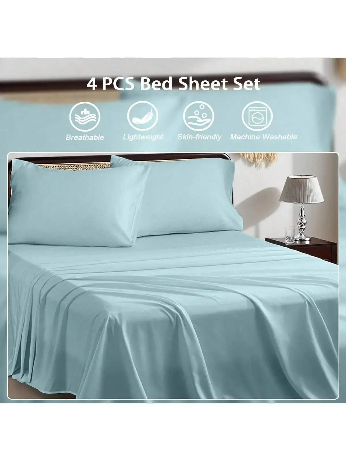 3/4 Piece Bed Sheet Set Soft Breathable Hotel Luxury Summer bedding Twin Flat Fitted Sheet Pillowcase from PriceLows™