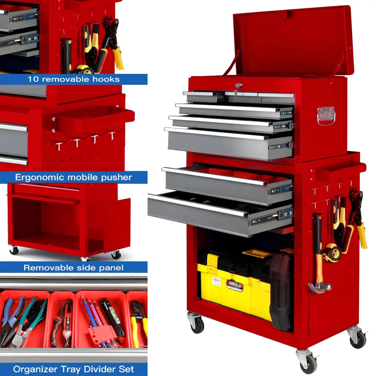 Rolling Tool Chest,8-Drawer,Removable Toolbox Organizer,Detachable Large Tool Storage Chest,Suit for Garage,Warehous from PriceLows™