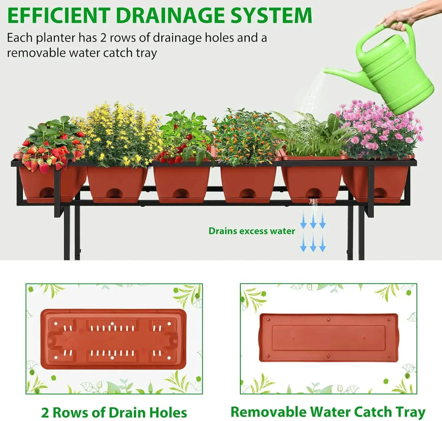 Elevated Raised Garden Bed Outdoor with Legs 43x17x29 in Plastic Standing Planter Box with Storage Shelf and Wheels Vege from PriceLows™