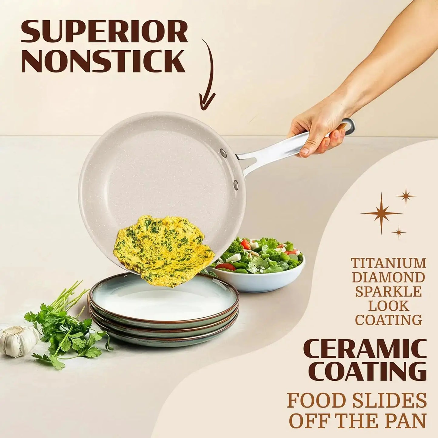 20 Pc Ceramic Nonstick Cookware Set, Complete Pots and Pans with Bakeware, Utensils & Steamer, Oven & Dishwasher Safe, PFOA PFOS Free from PriceLows™