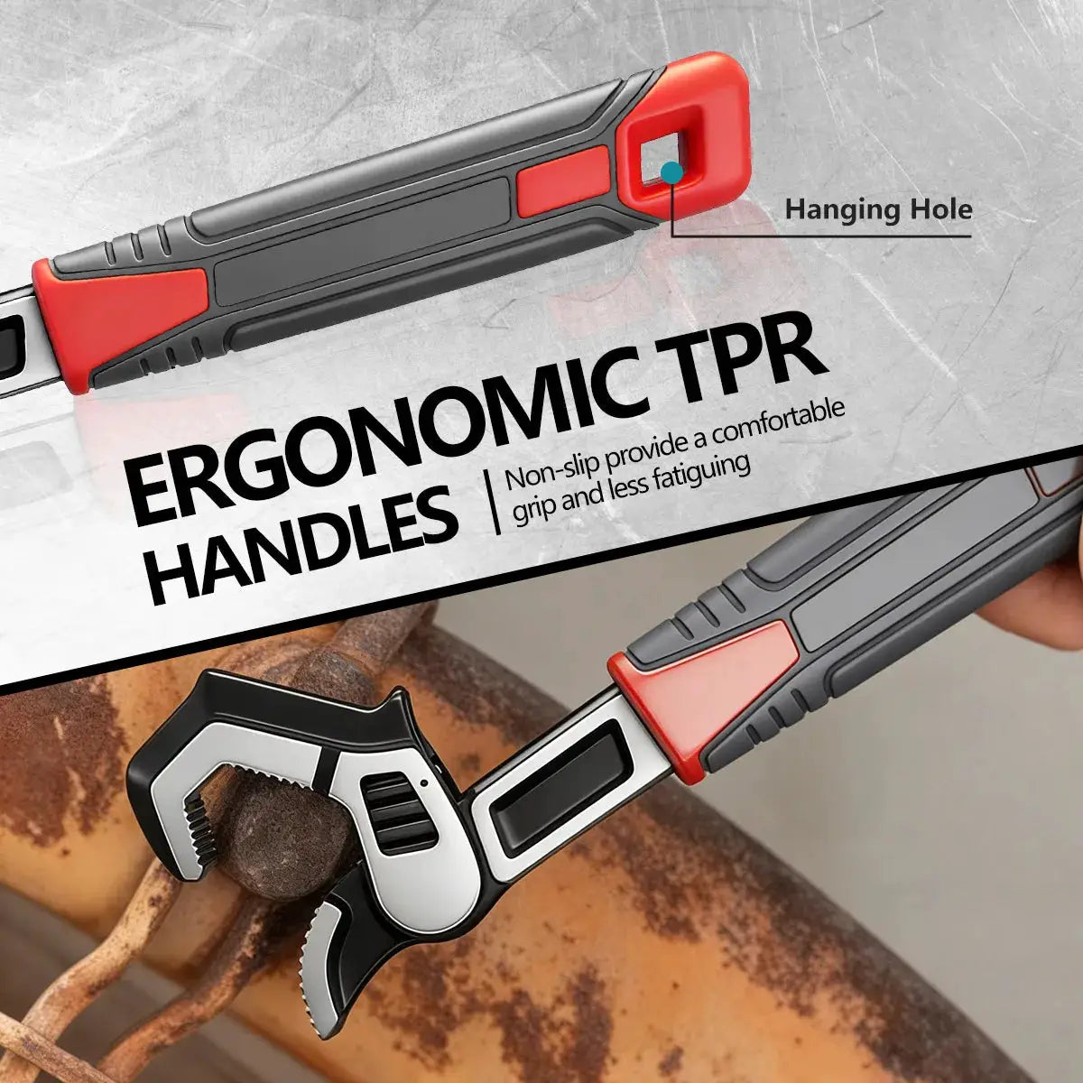 Adjustable Pipe Wrench Set Self-Tightening Jaw Multifunctional Spanner for Plumbing Automotive Home Repair with Storage Bag from PriceLows™