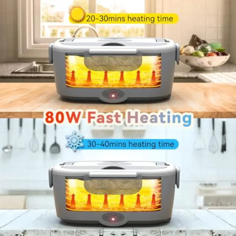 Portable Electric Heated Lunch Warmer Box for Work Stainless Steel Bento Box Adult Plug In Food Heater for Car 12V 24V 110V Sel from PriceLows™