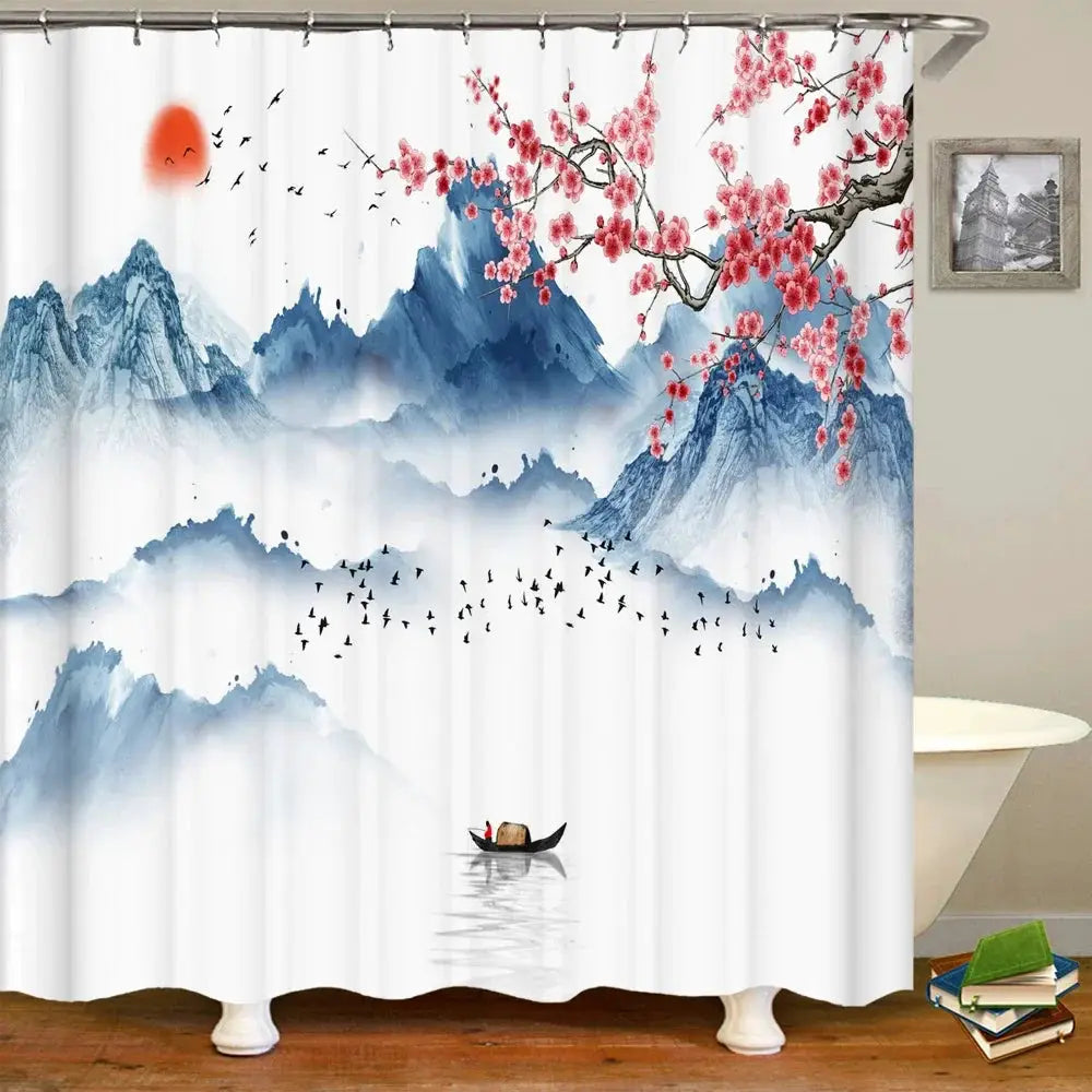 Chinese Style Flower and Birds Tree Shower Curtains Bath Curtain Waterproof Bathroom Decor With Hooks 3d Printing Bath Curtain from PriceLows™