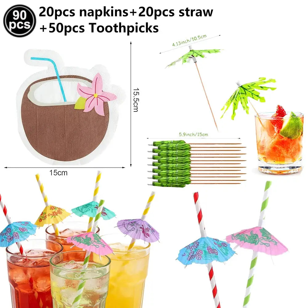Surf Beach Party Tableware | Paper Plates Napkins Cups | Tattoos And Snack Tray